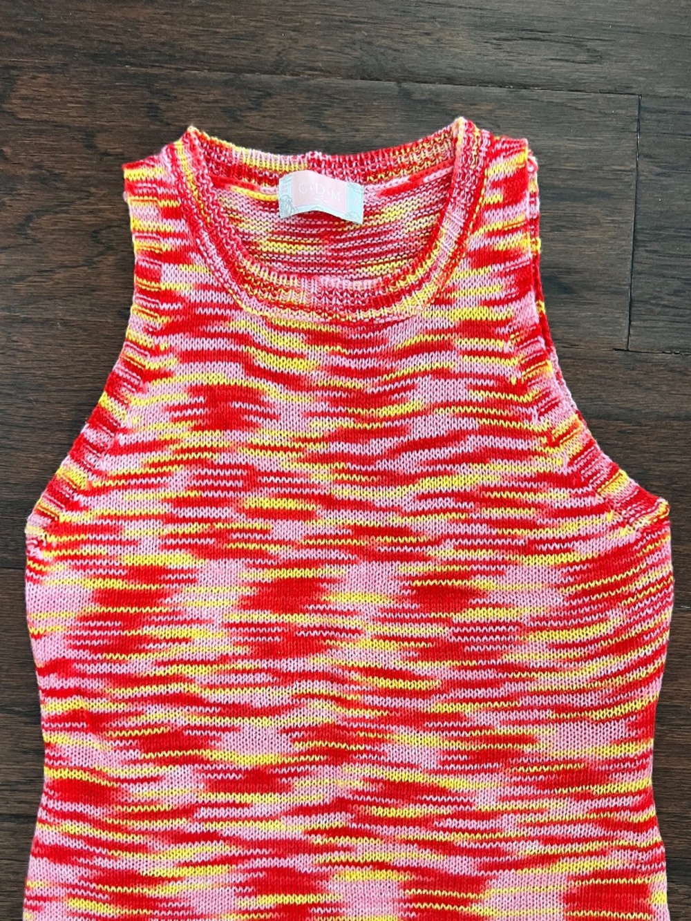 C+D+M Collection Multicolor Space Dye Knit Crop Tank Top Size M